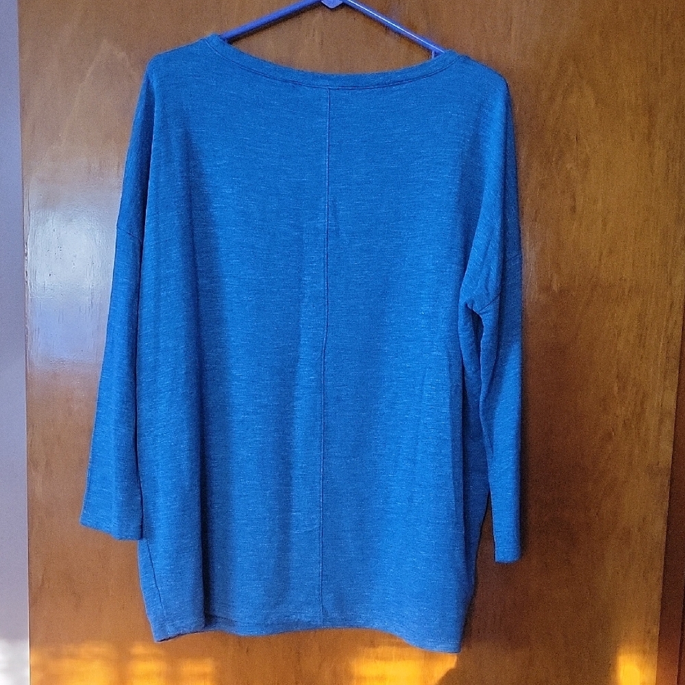 LOFT Women's Long Sleeve Top in Blue - Picture 3 of 4
